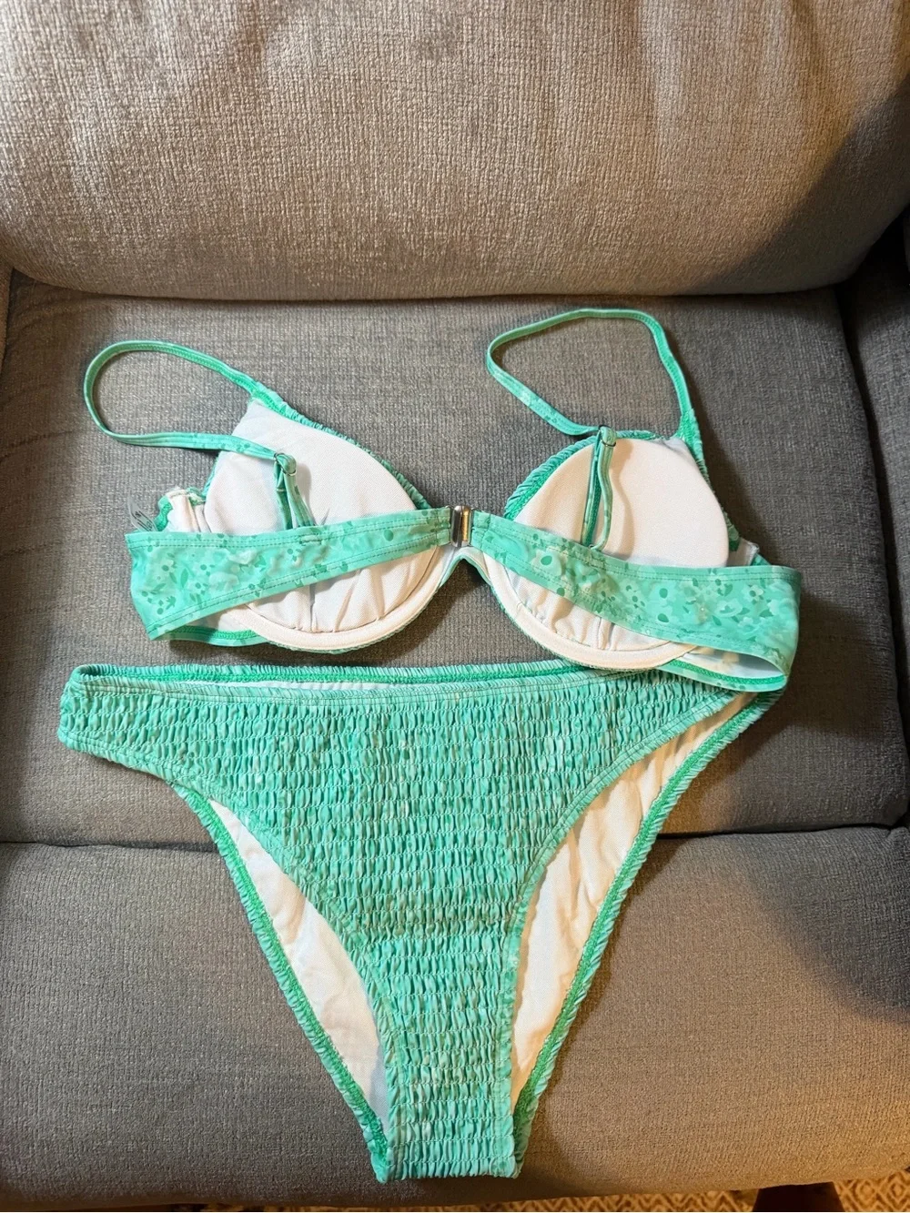 Women’s Mint Green Smocked Bikini Set